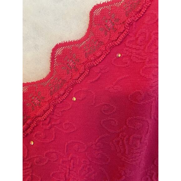 Express Y2K Vintage‎ Size M/L Pink Fitted Babydoll Cami Tank Top Rhinestone Lace - Picture 9 of 12